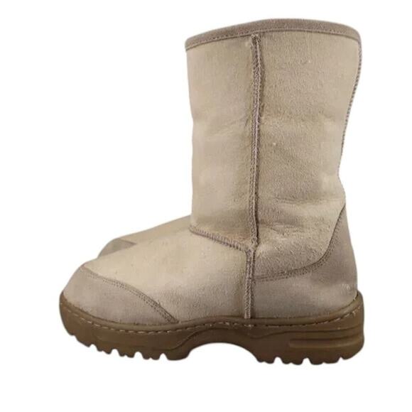 Lamo Shoes Women 8 Boots Winter Comfort Pull On Casual Warm Mens 7 Beige Leather - Picture 3 of 14